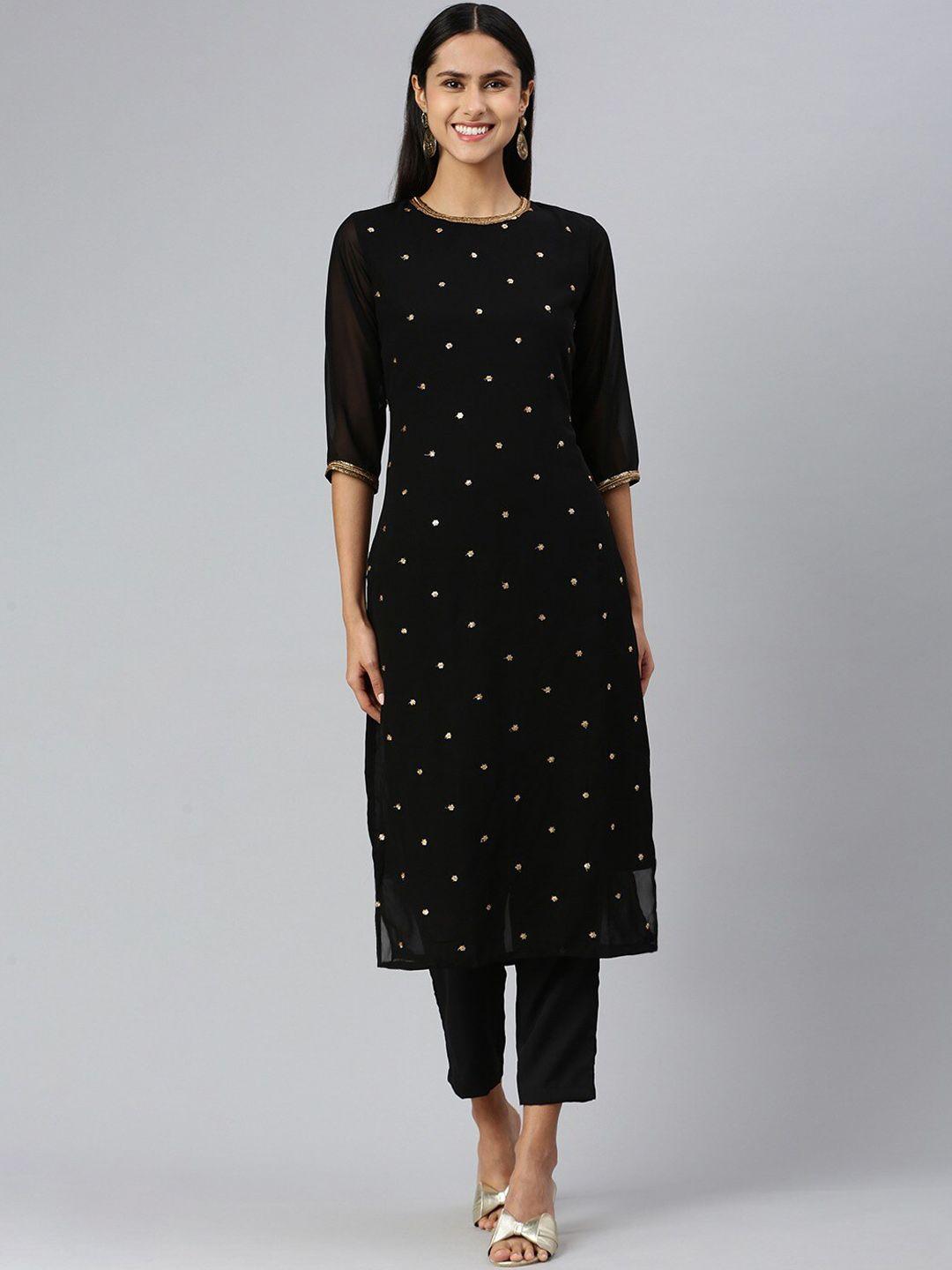 kalini sequinned embellished straight kurta with trousers