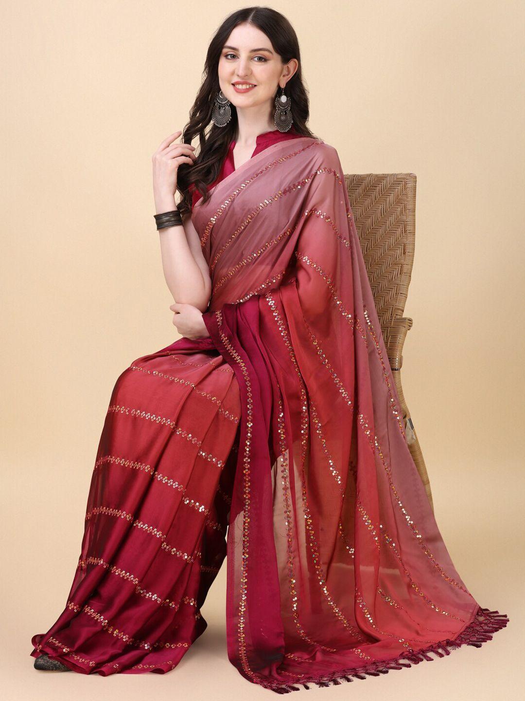 kalini sequins embellished ombre silk blend saree