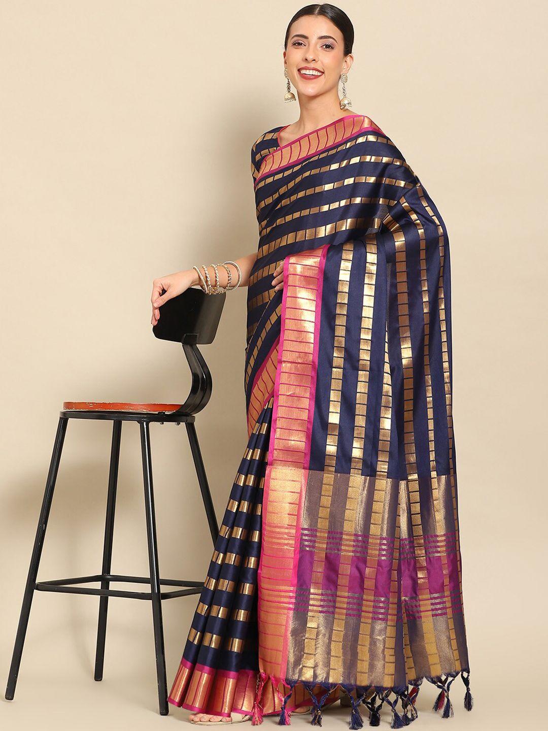 kalini striped woven design zari pure silk saree