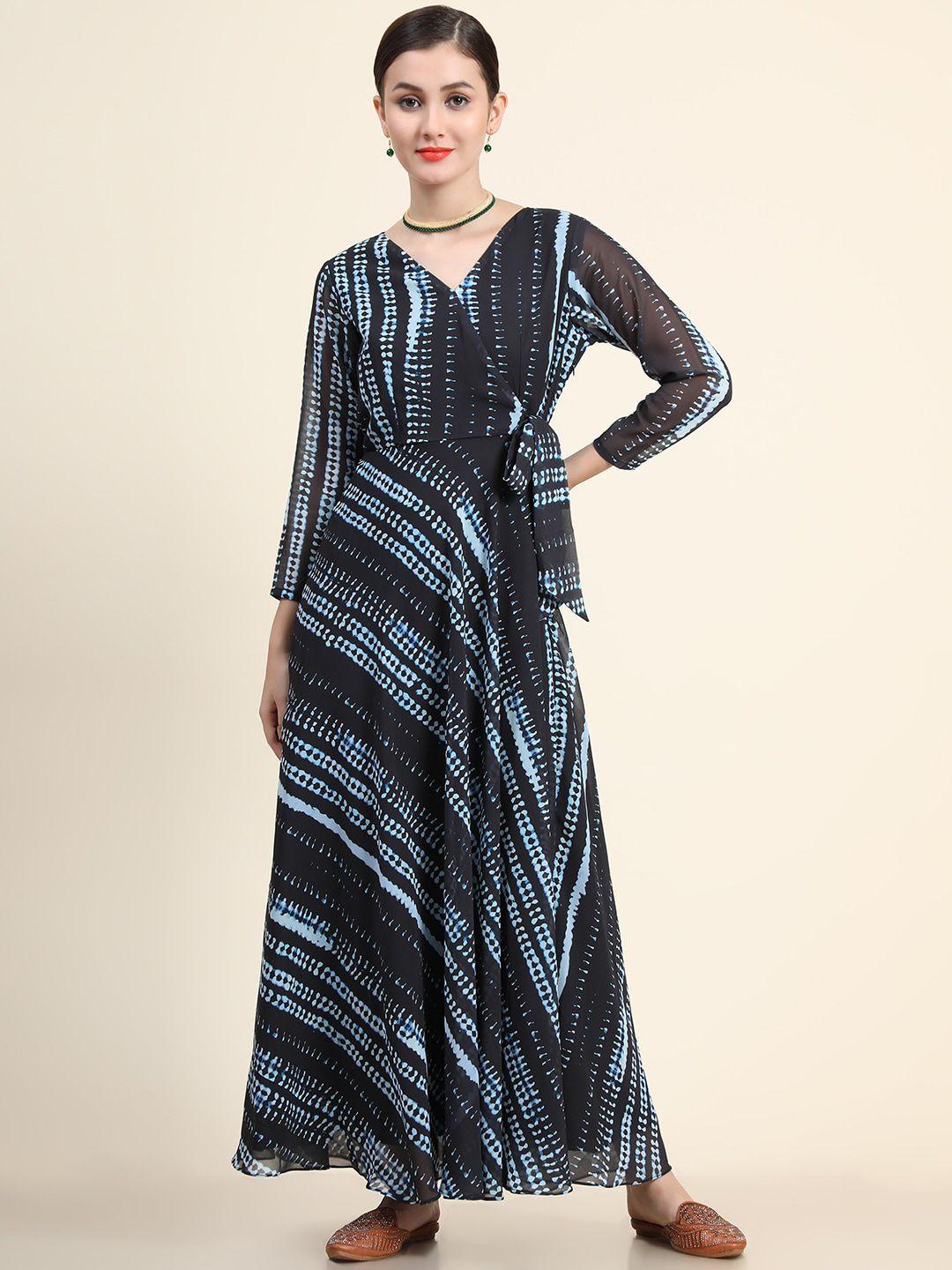 kalini tie and dye printed fit & flare maxi dresses