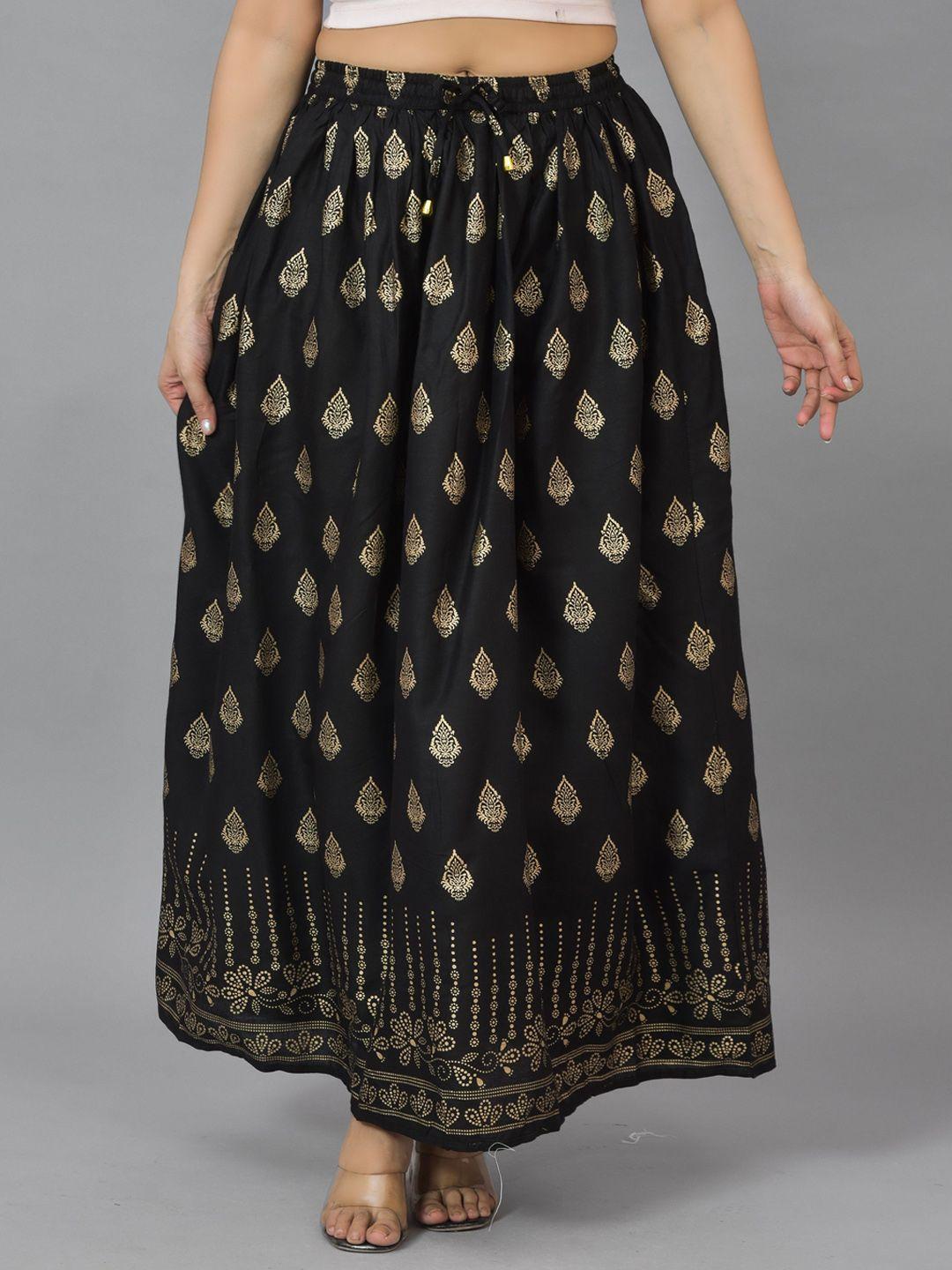 kalini women black printed maxi-length flared skirts