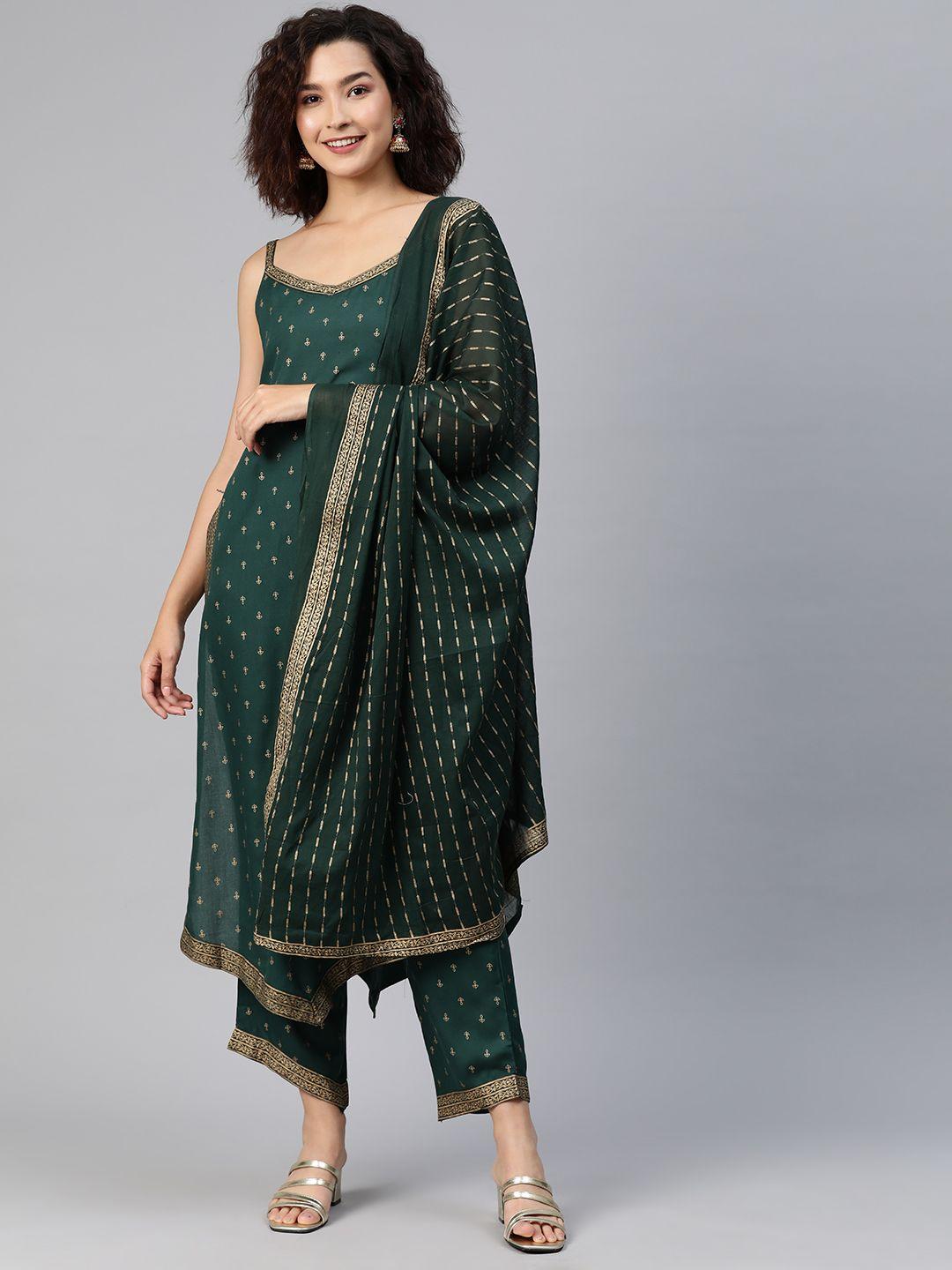 kalini women ethnic motifs printed regular kurta with trousers & with dupatta