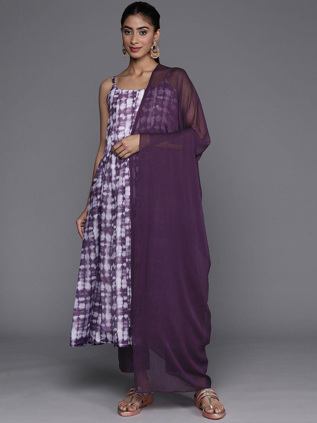 kalini women printed panelled chanderi silk kurta with trousers & with dupatta