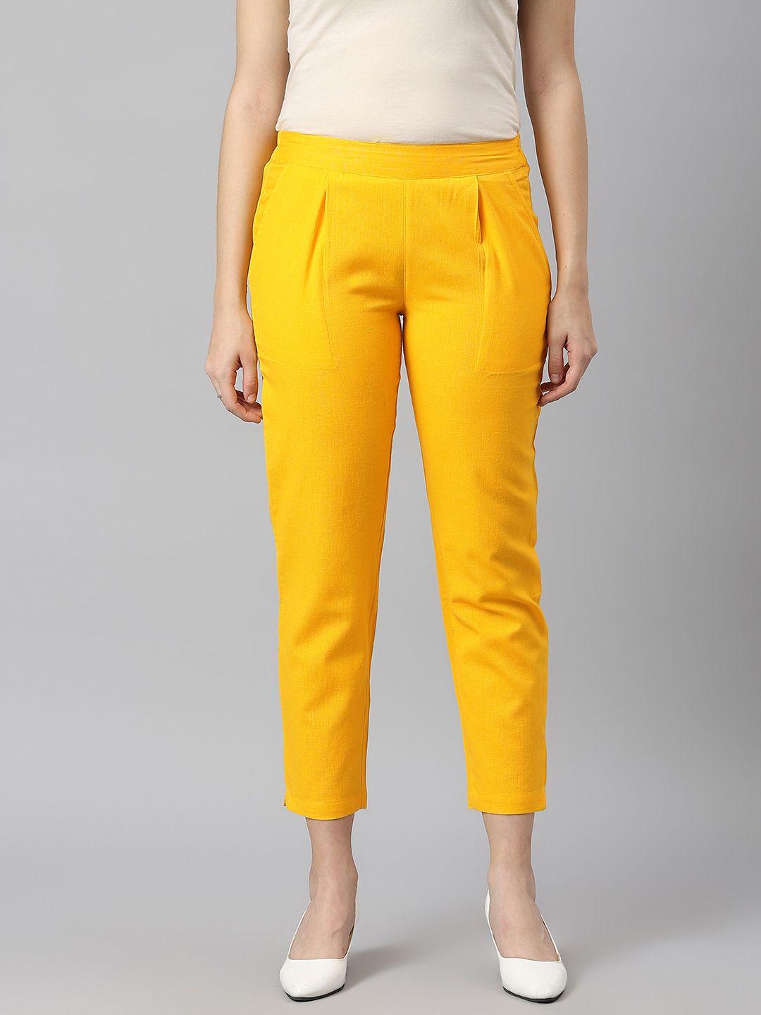 kalini women yellow pleated trousers
