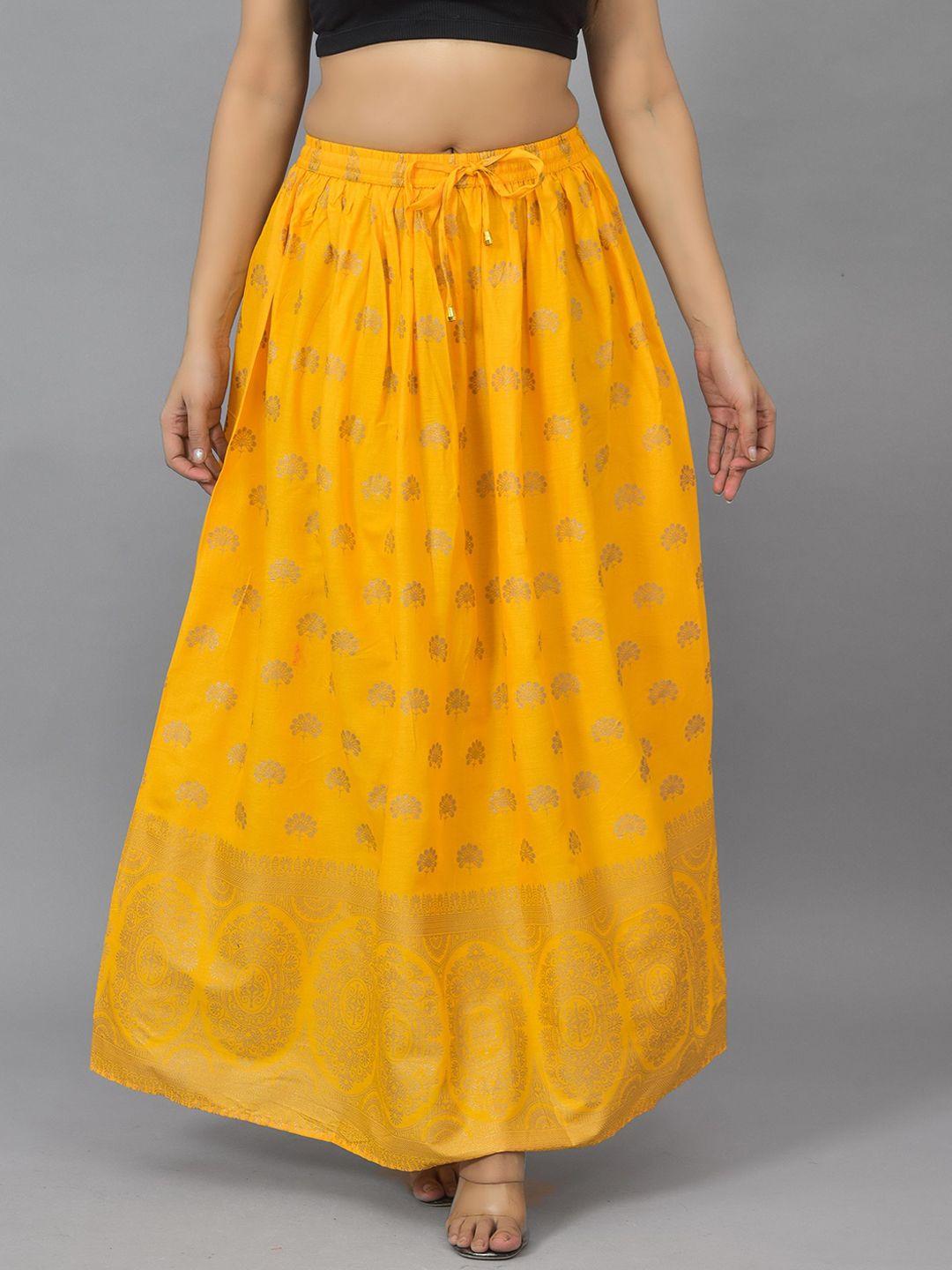 kalini women yellow printed maxi-length flared skirt
