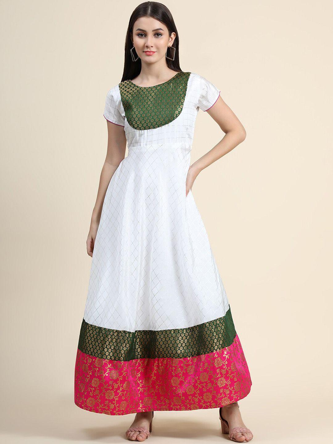 kalini woven-design fit & flared maxi-length ethnic dress