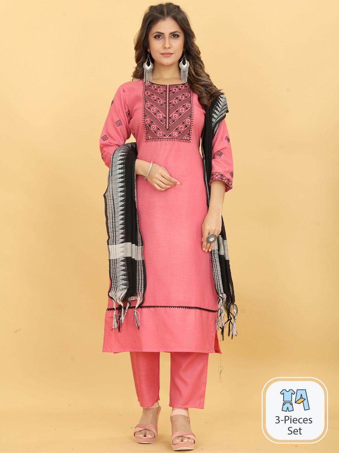 kalini  ethnic motifs embroidered regular mirror work kurta with trousers & dupatta