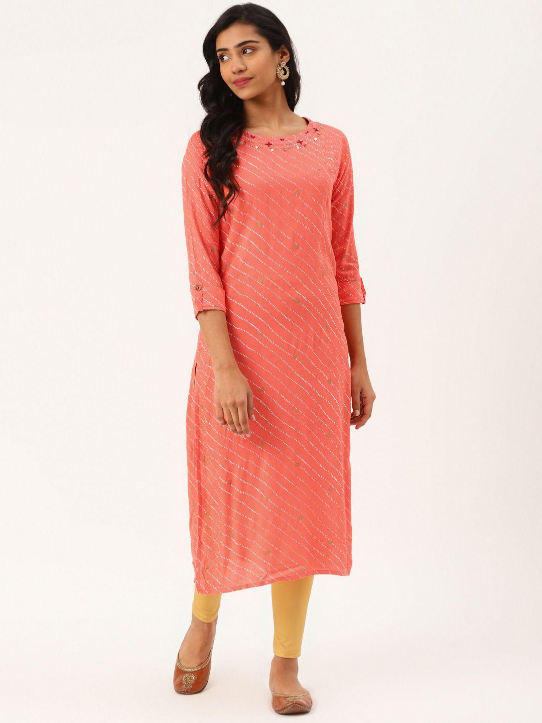 kalini  geometric printed sequined straight kurta