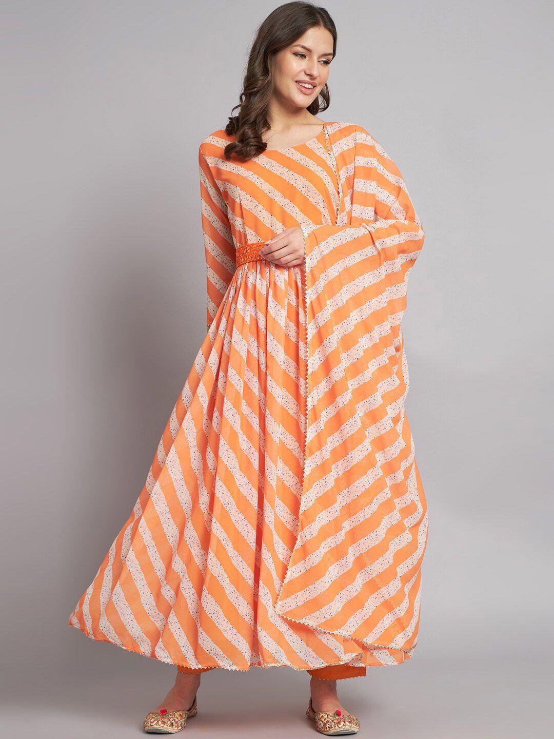 kalini  striped gotta patti anarkali kurta with trousers & with dupatta