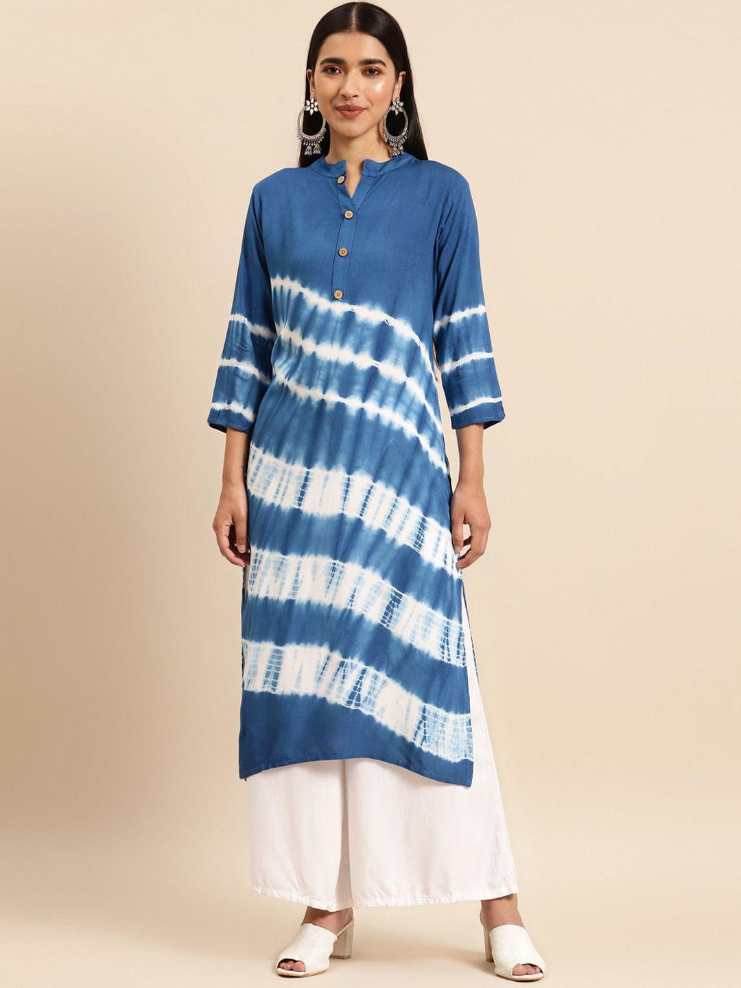 kalini abstract dyed band collar straight kurta