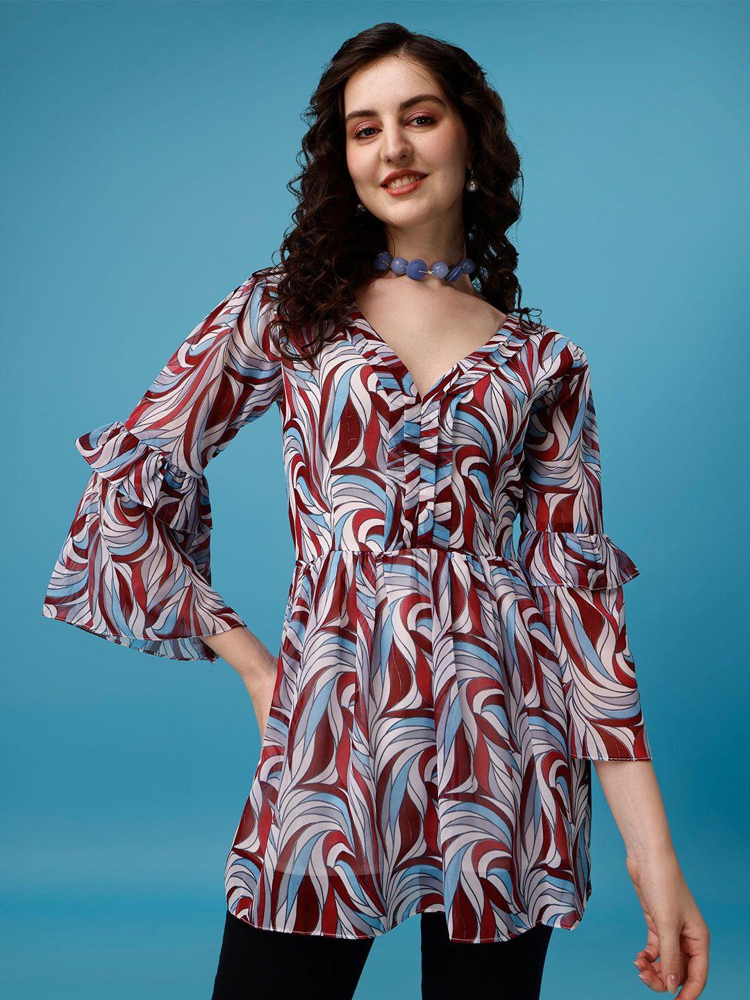 kalini abstract printed bell sleeves top