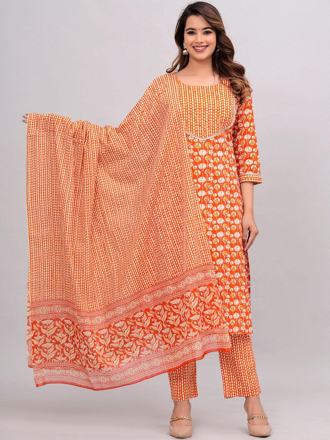 kalini abstract printed pure cotton kurta with trouser & dupatta