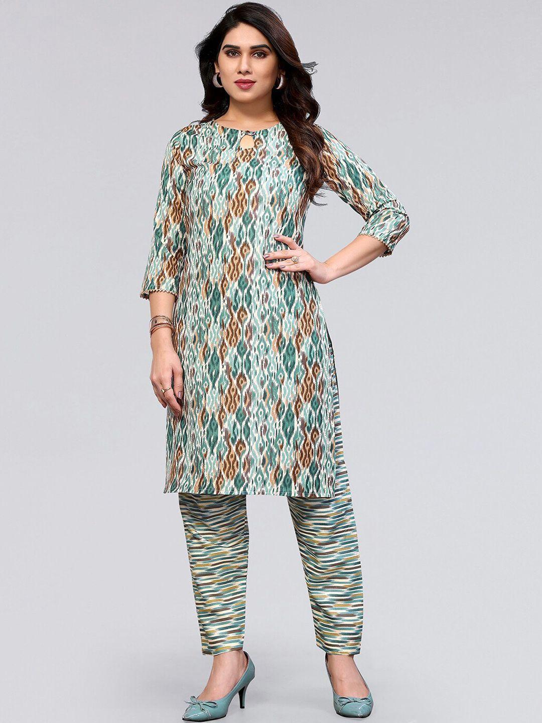 kalini abstract printed regular kurta with trousers