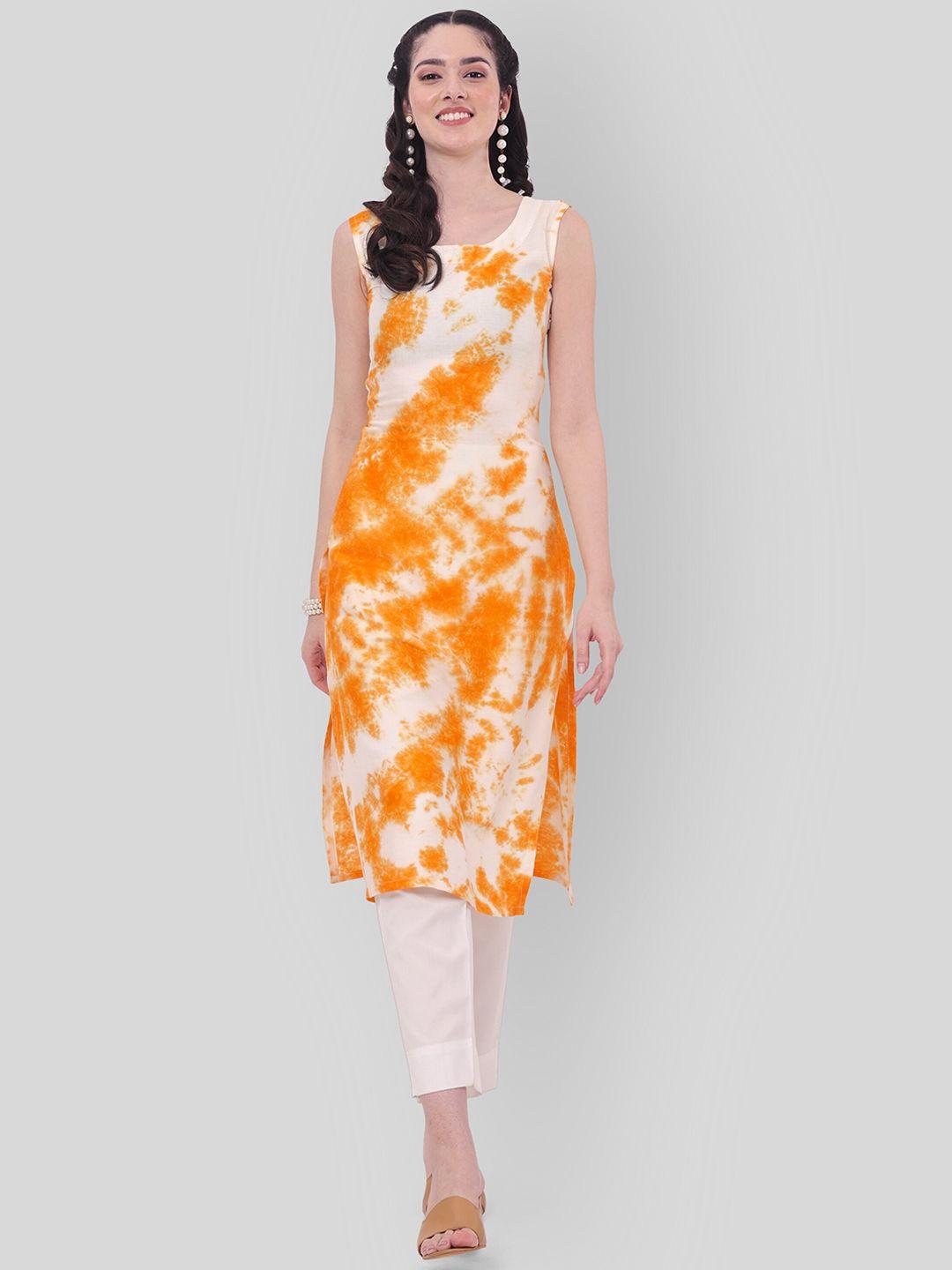 kalini abstract printed round neck straight kurta with trousers