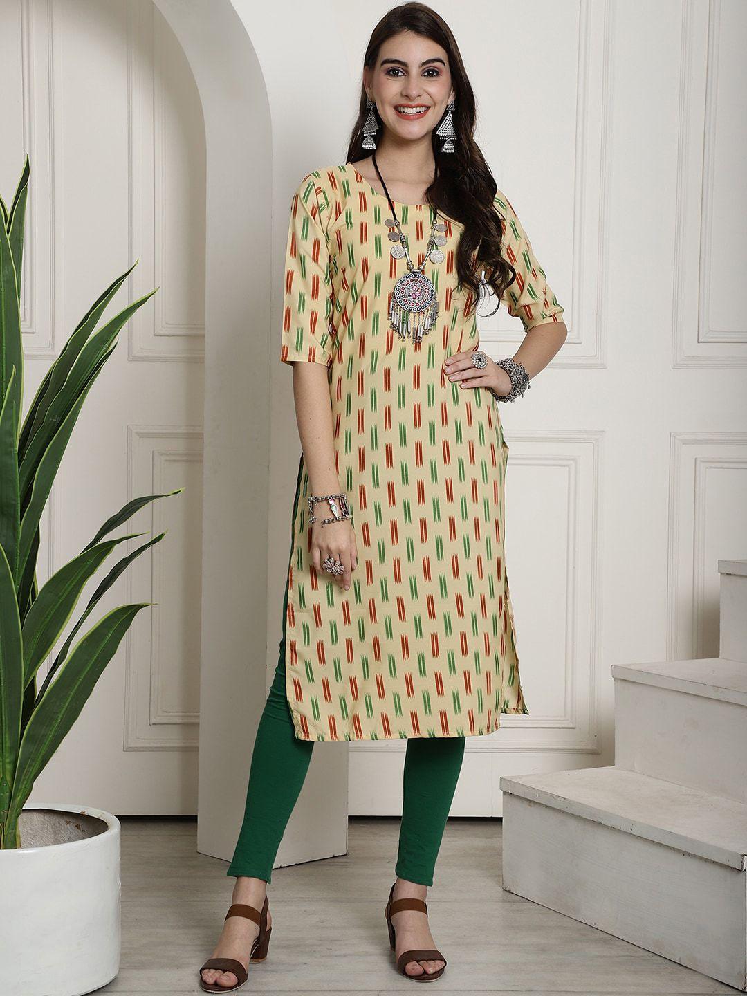 kalini abstract printed round neck straight kurta