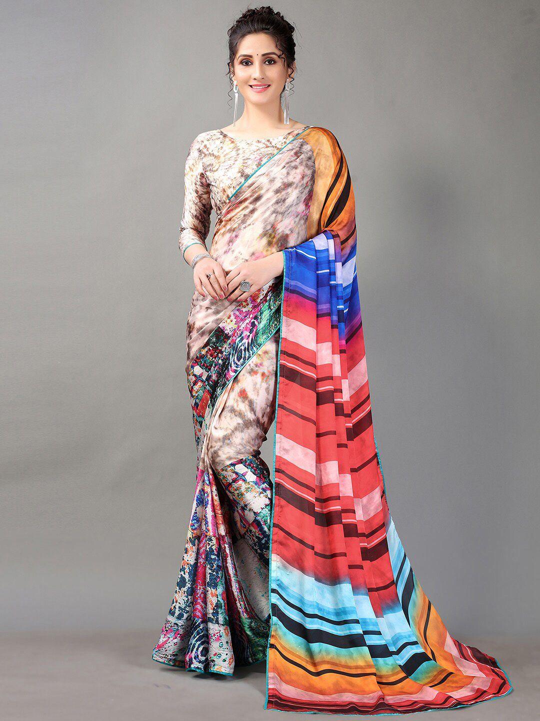 kalini abstract printed satin saree