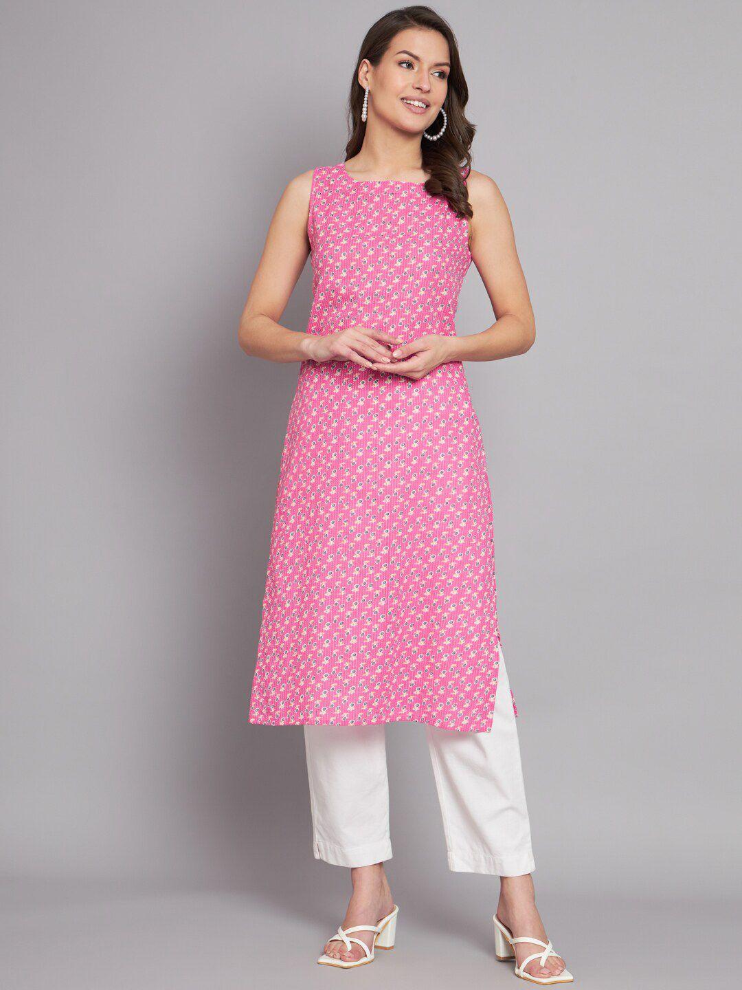 kalini abstract printed sleeveless pure cotton straight kurta