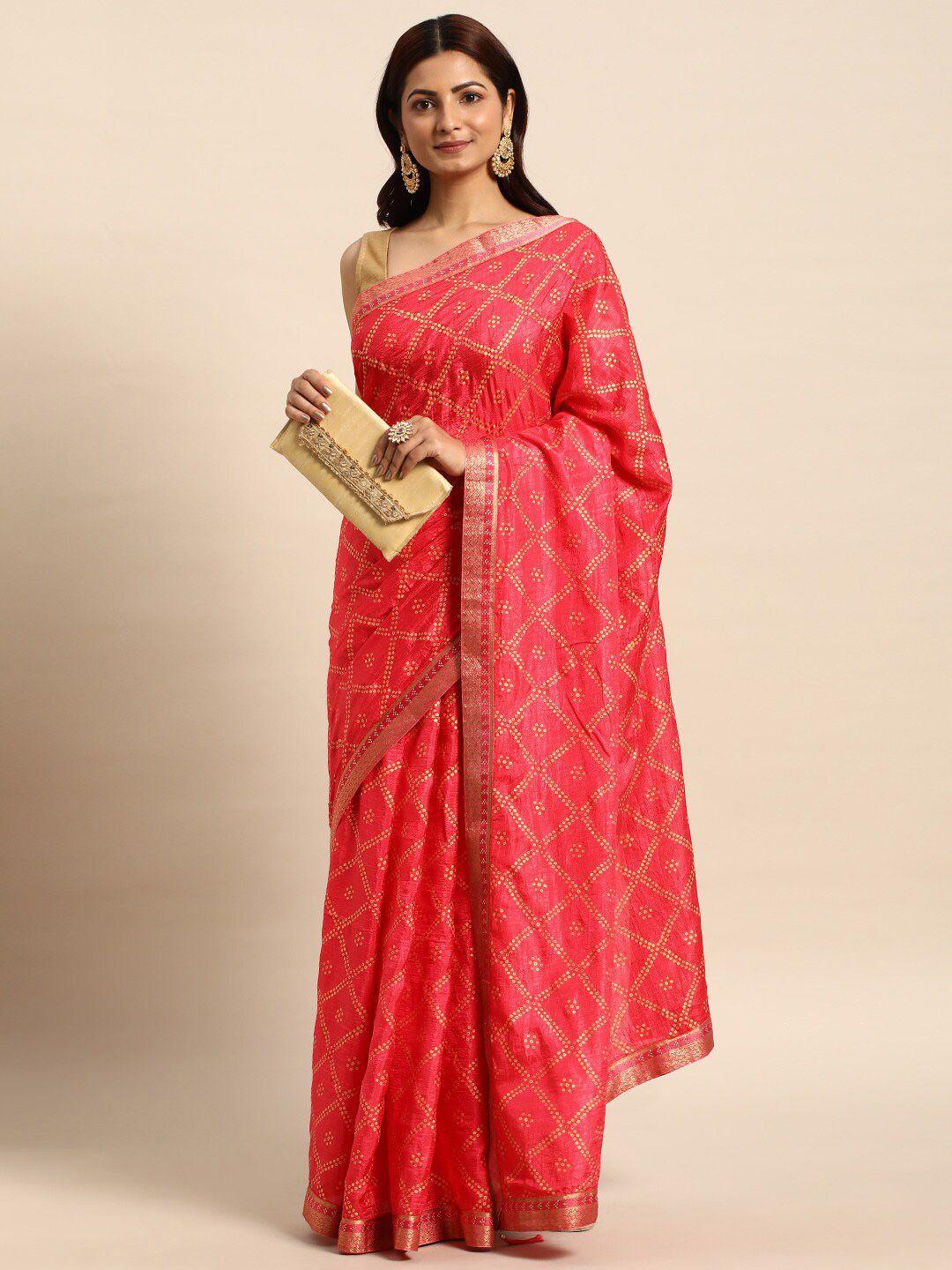 kalini bandhani foil printed saree