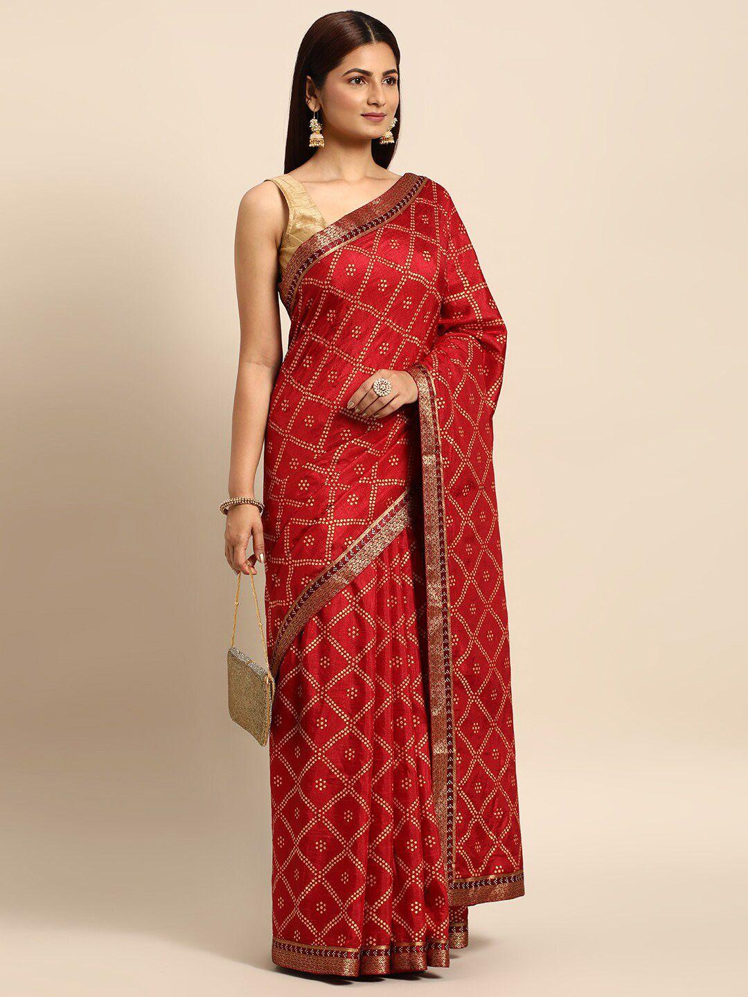 kalini bandhani foil printed saree