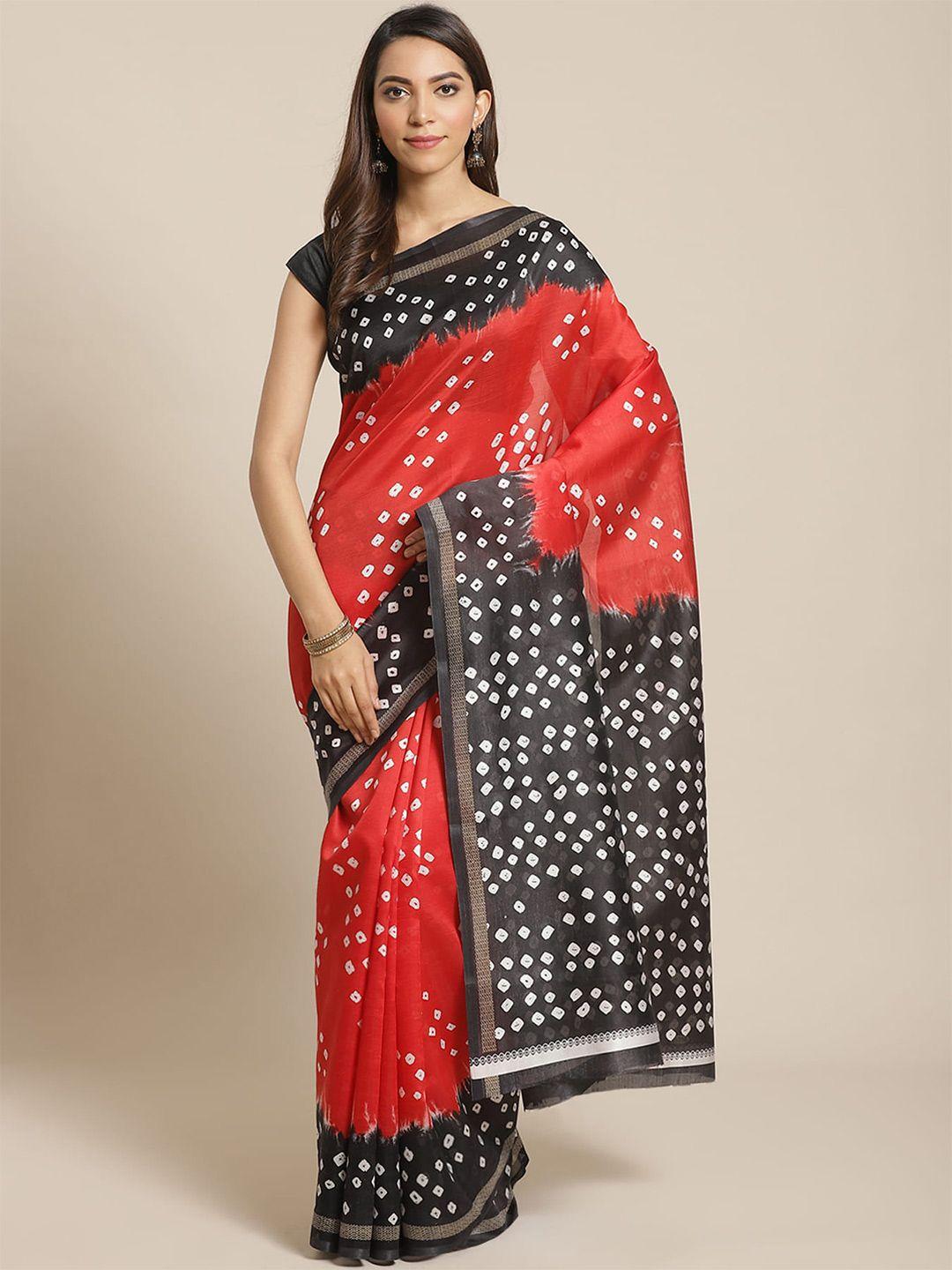 kalini bandhani printed art silk banarasi saree