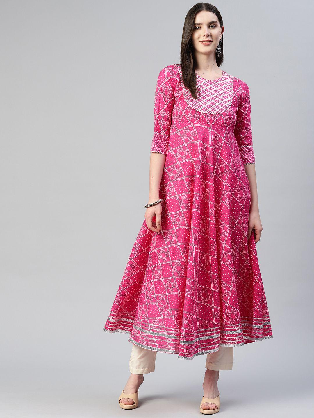 kalini bandhani printed gotta patti anarkali kurta