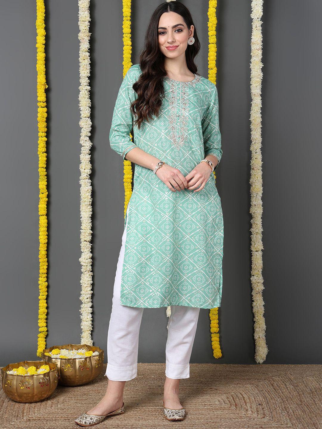 kalini bandhani printed gotta patti cotton kurta