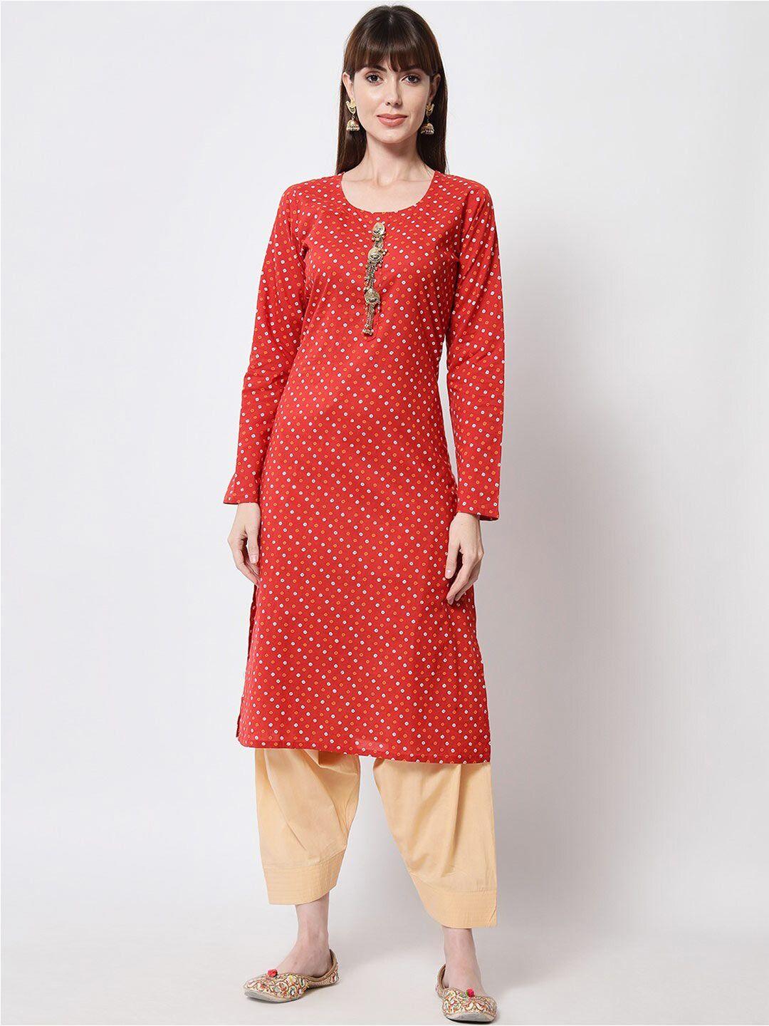 kalini bandhani printed pure cotton kurta with salwar