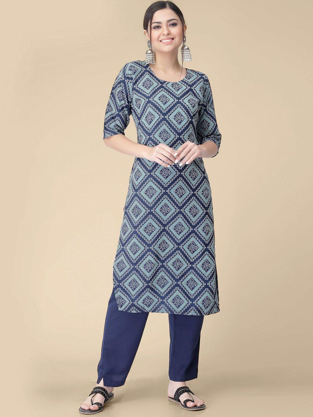 kalini bandhani printed regular kurta with trousers