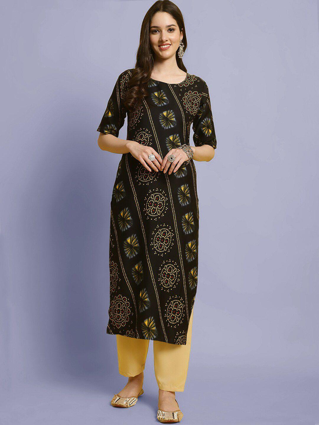 kalini bandhani printed regular kurta with trousers