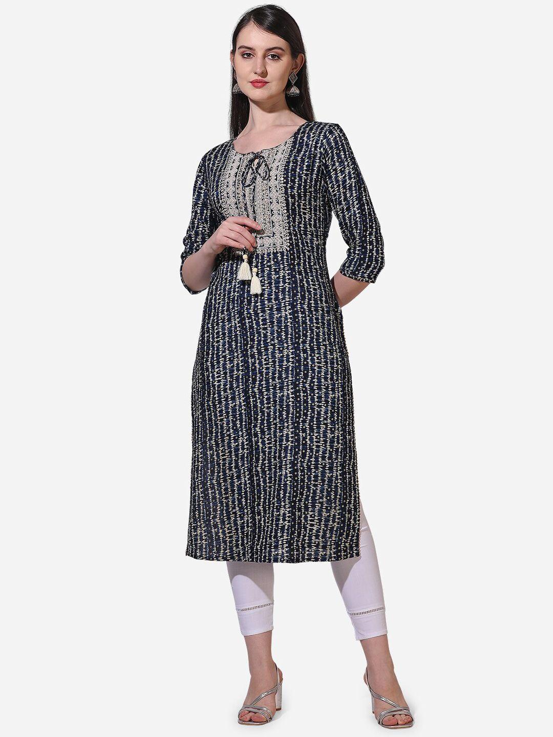 kalini bandhani printed sequinned regular kurta