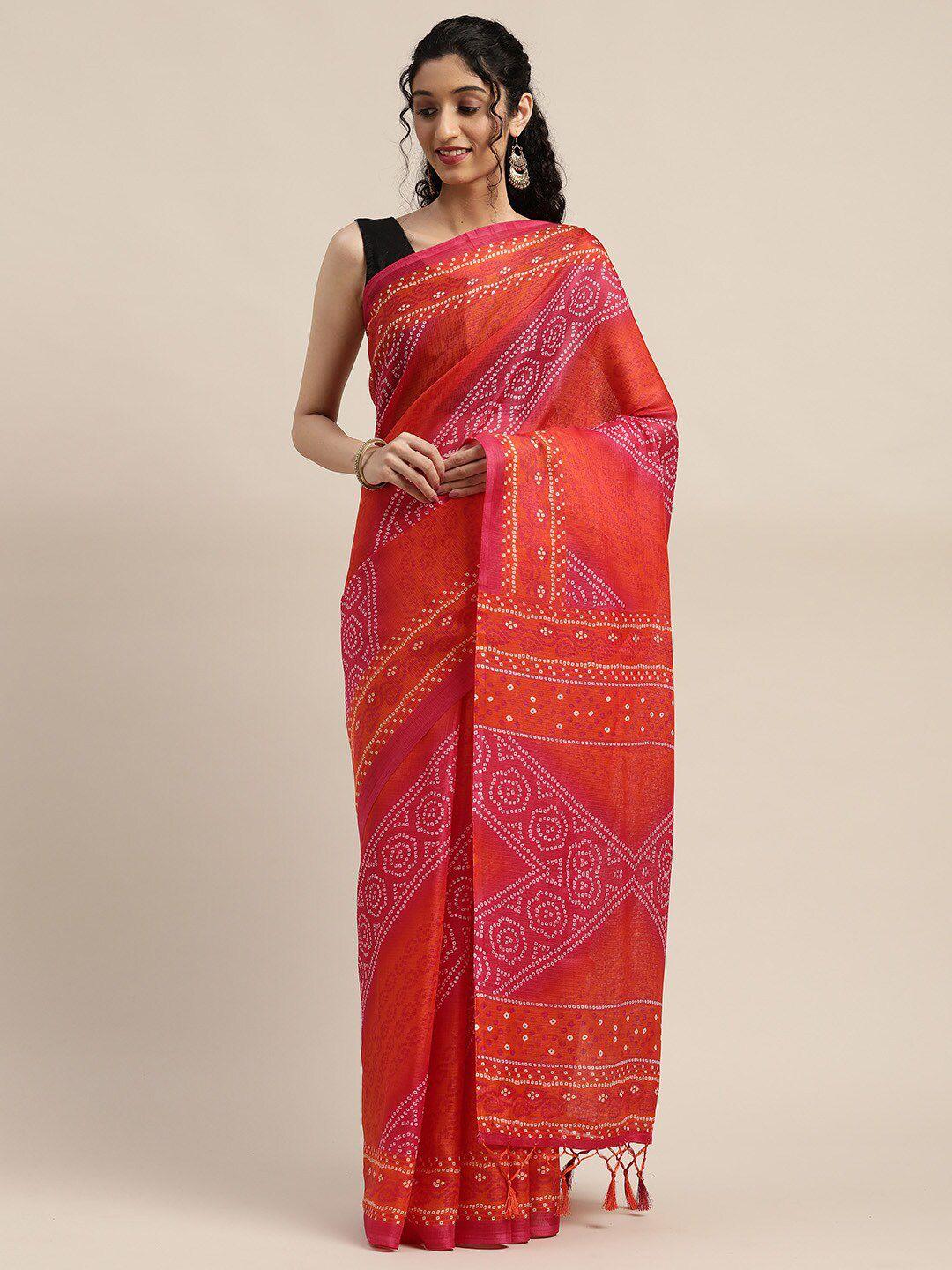 kalini bandhani printed silk cotton saree