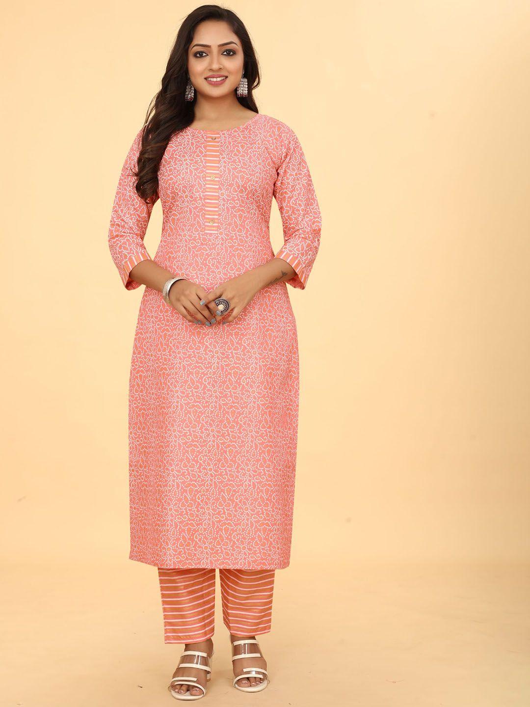 kalini bandhani printed straight kurta with trousers