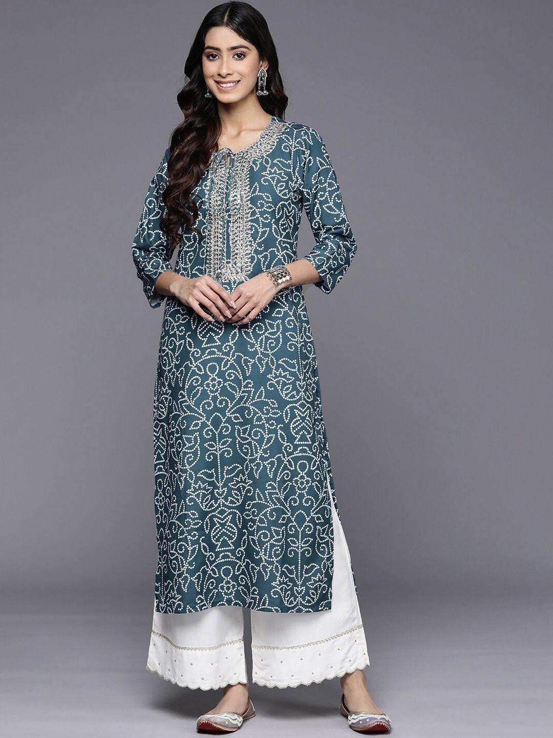 kalini bandhani printed straight kurta