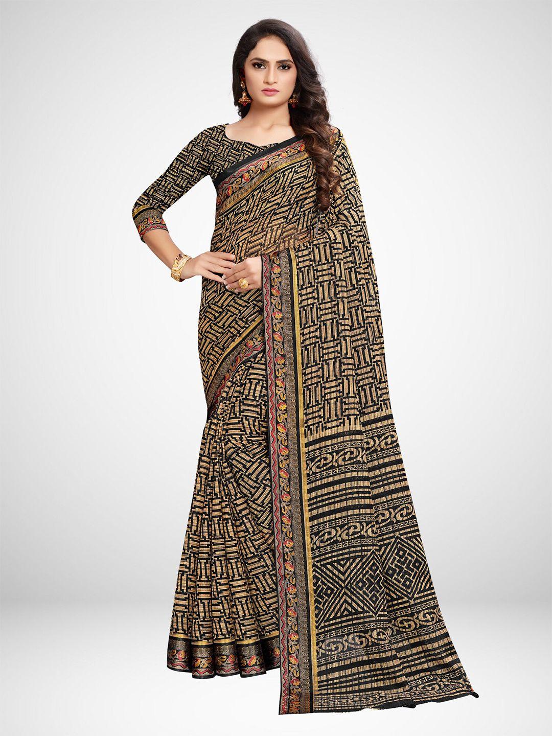 kalini black & beige silk blend saree