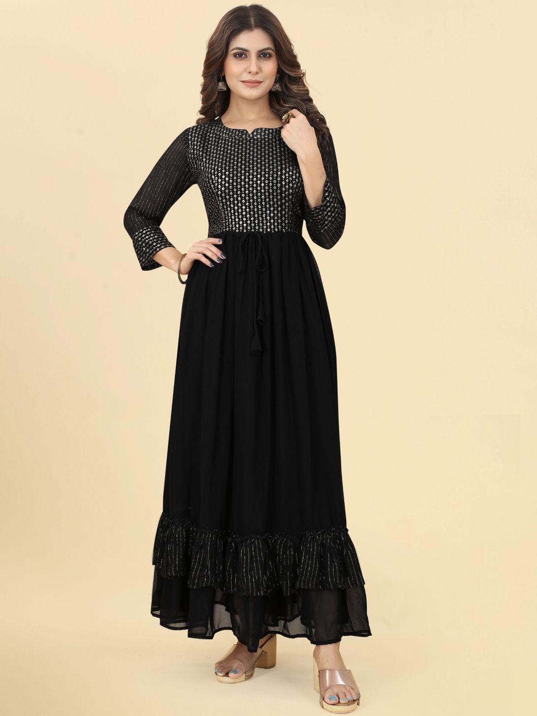 kalini black embellished maxi georgette ethnic dresses