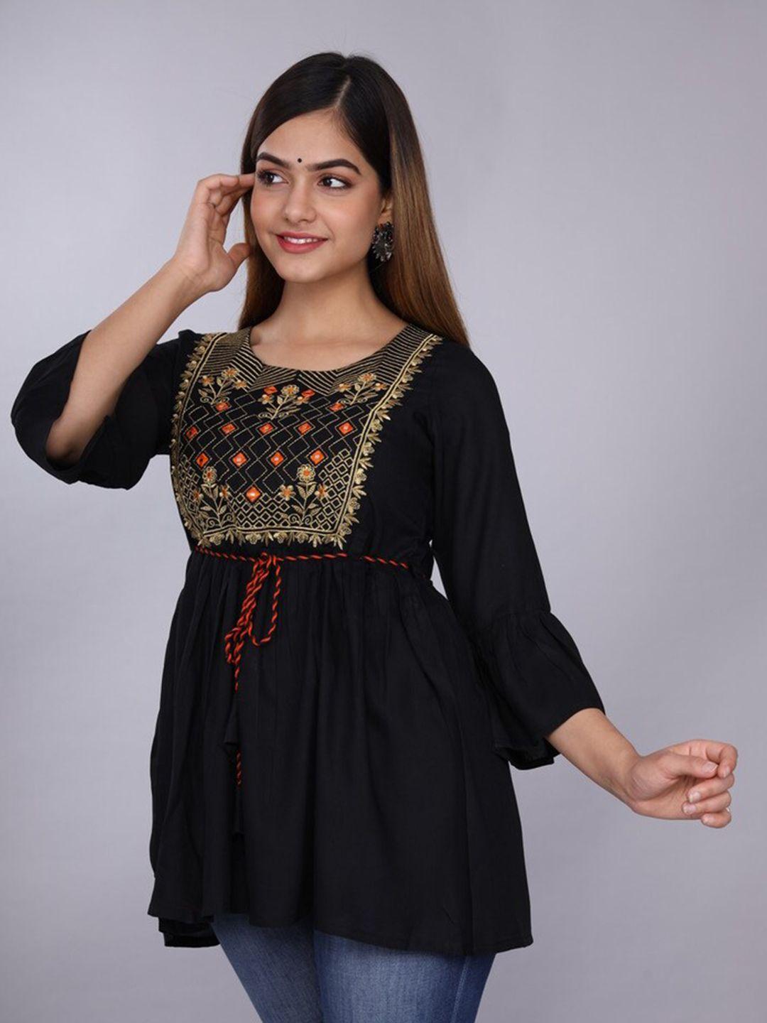 kalini black embroidered top