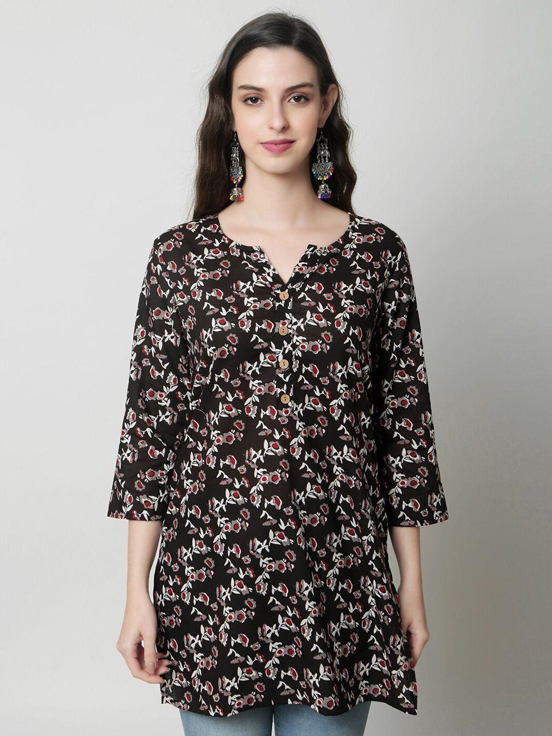 kalini black floral print cotton top