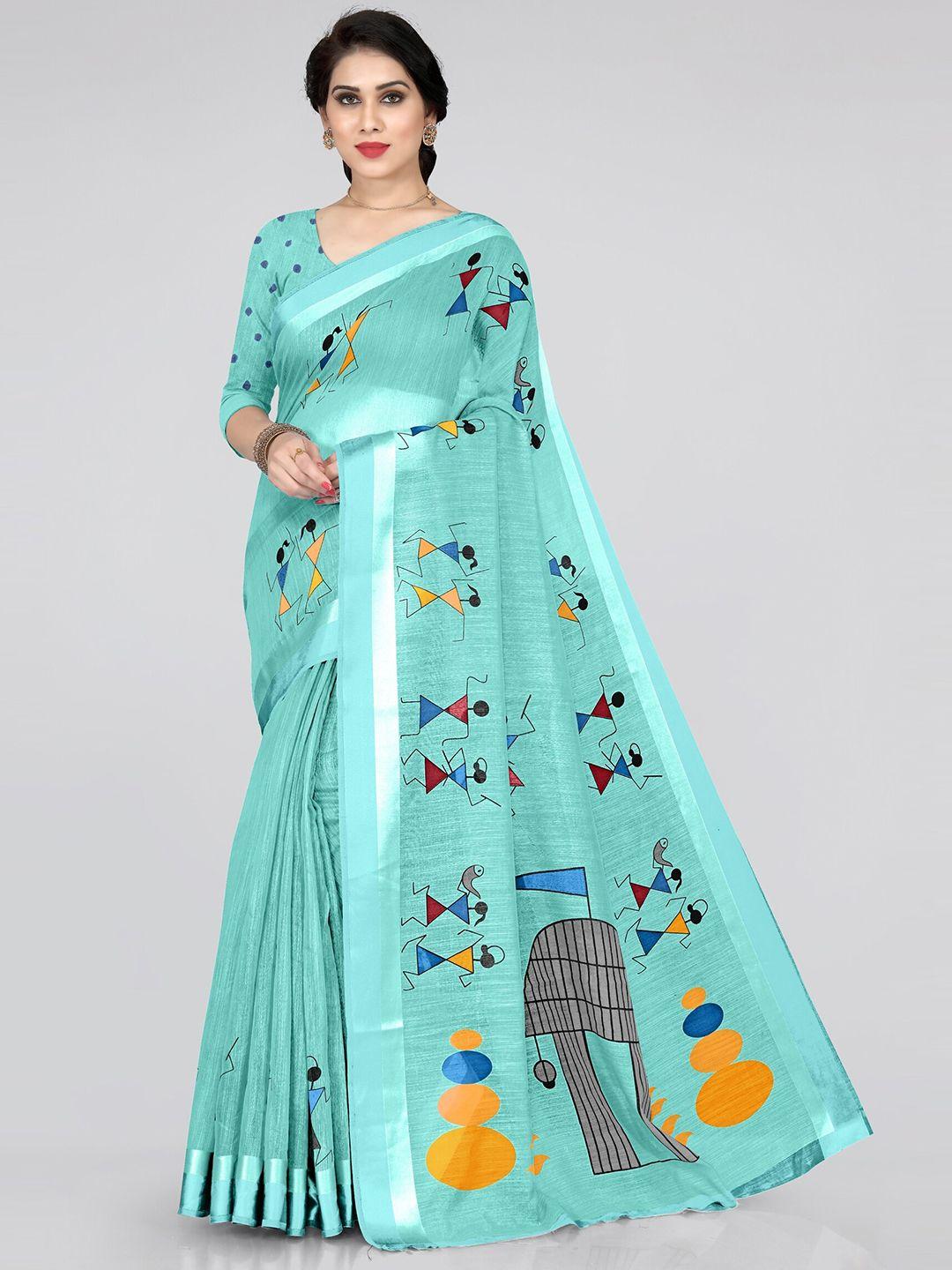 kalini blue & orange warli saree