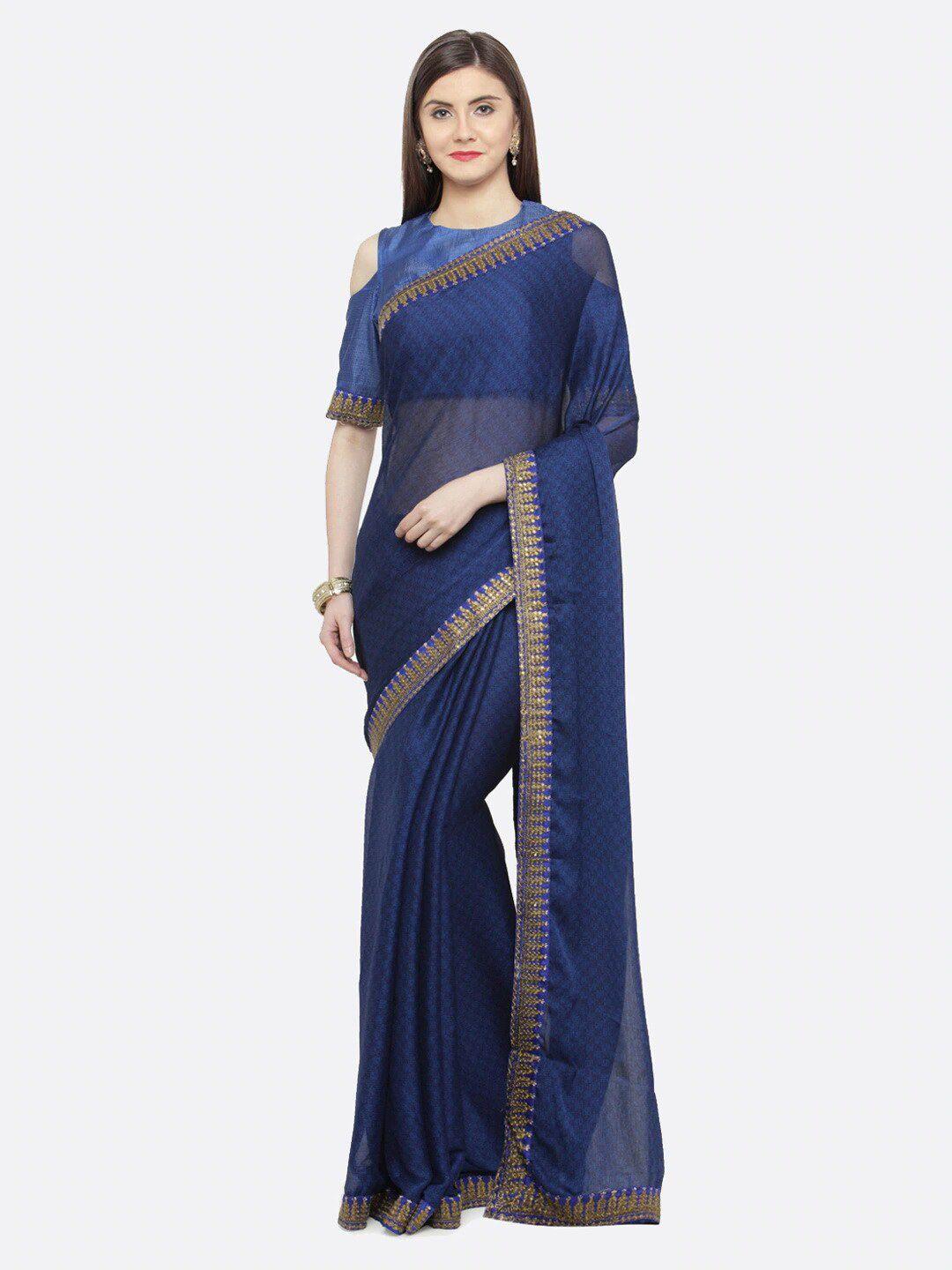 kalini blue embellished pure silk saree