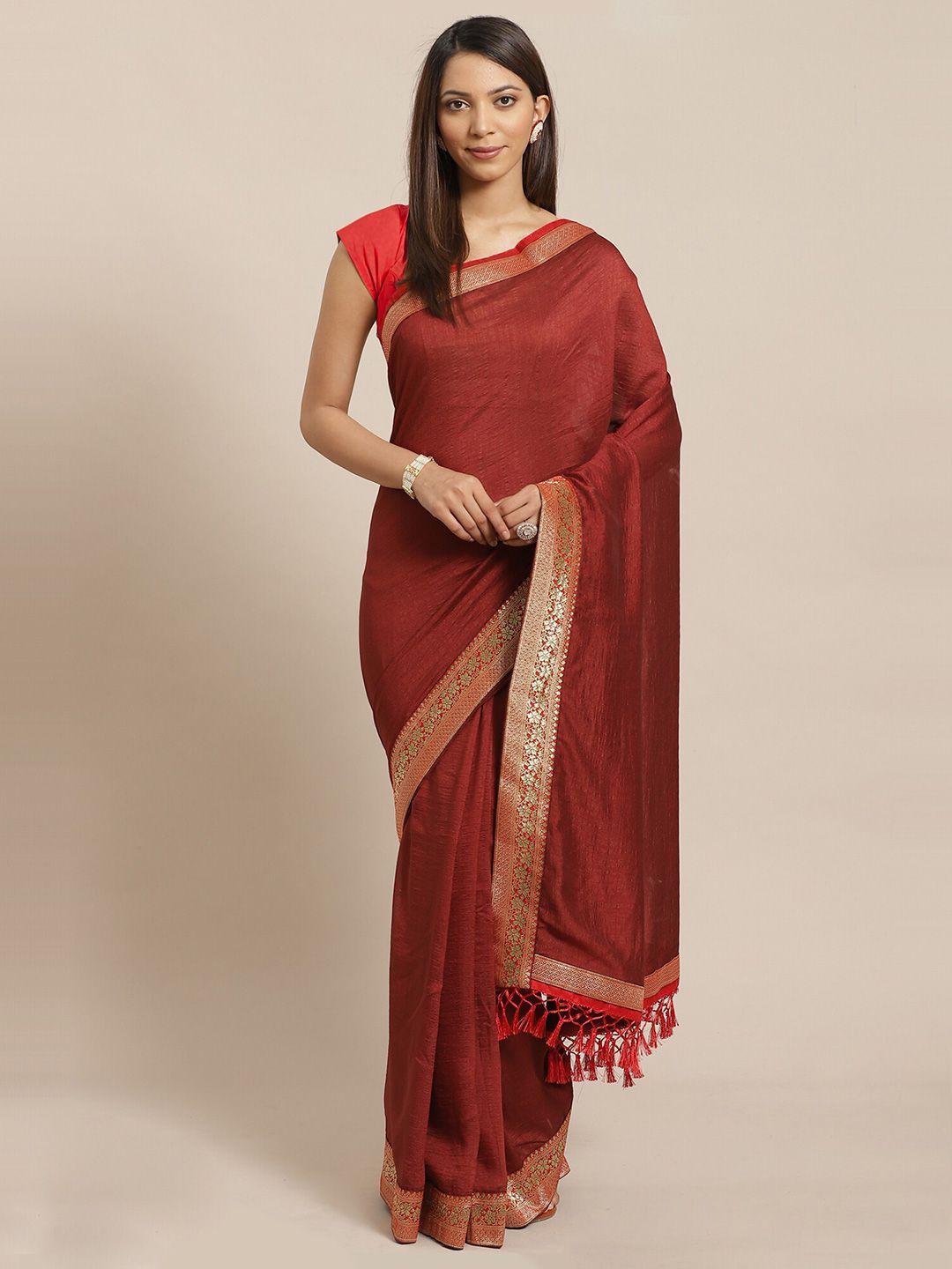 kalini brown & red silk blend saree