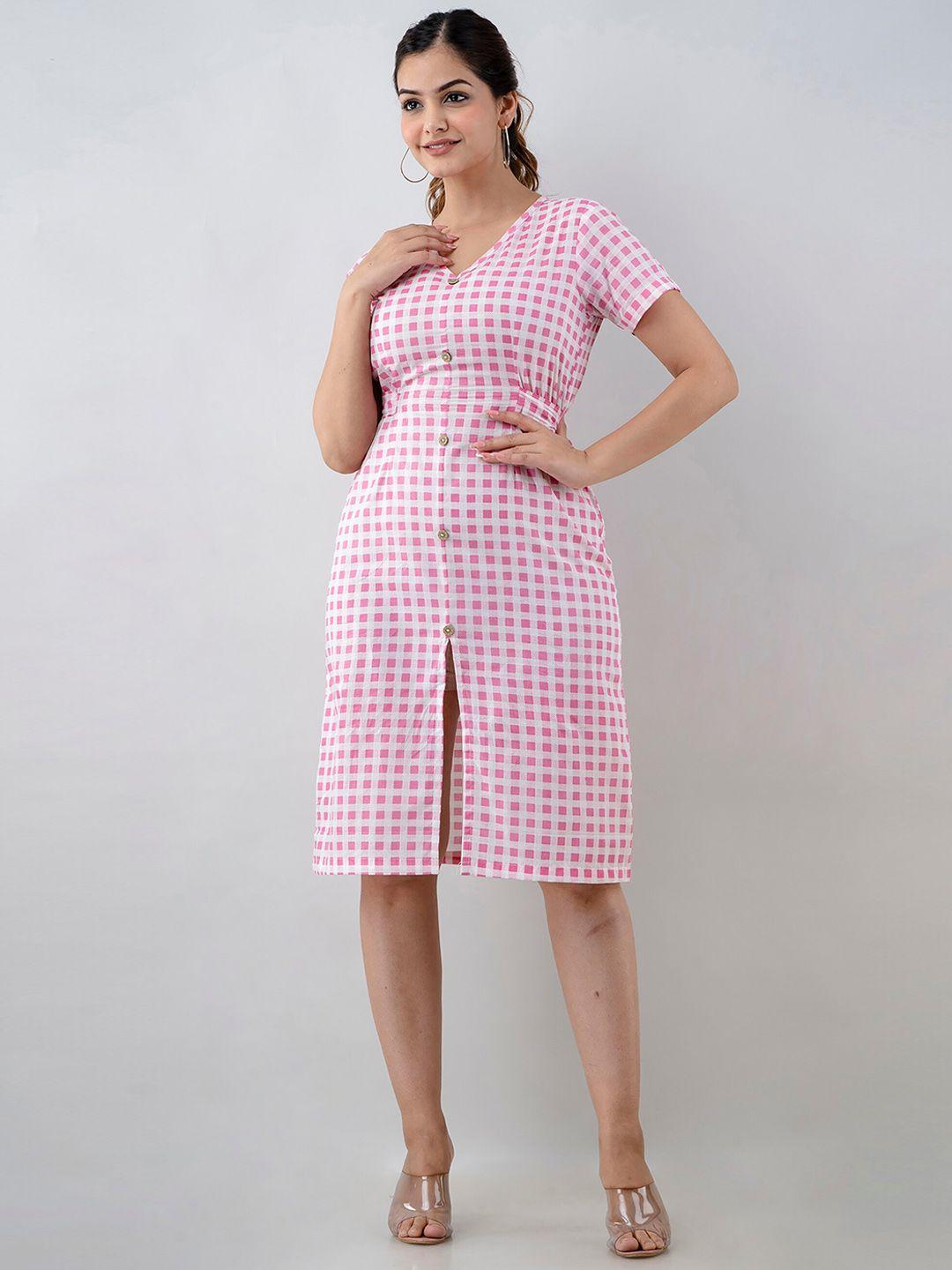 kalini checked cotton shirt dress