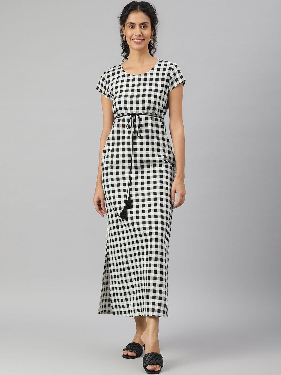 kalini checked maxi dress