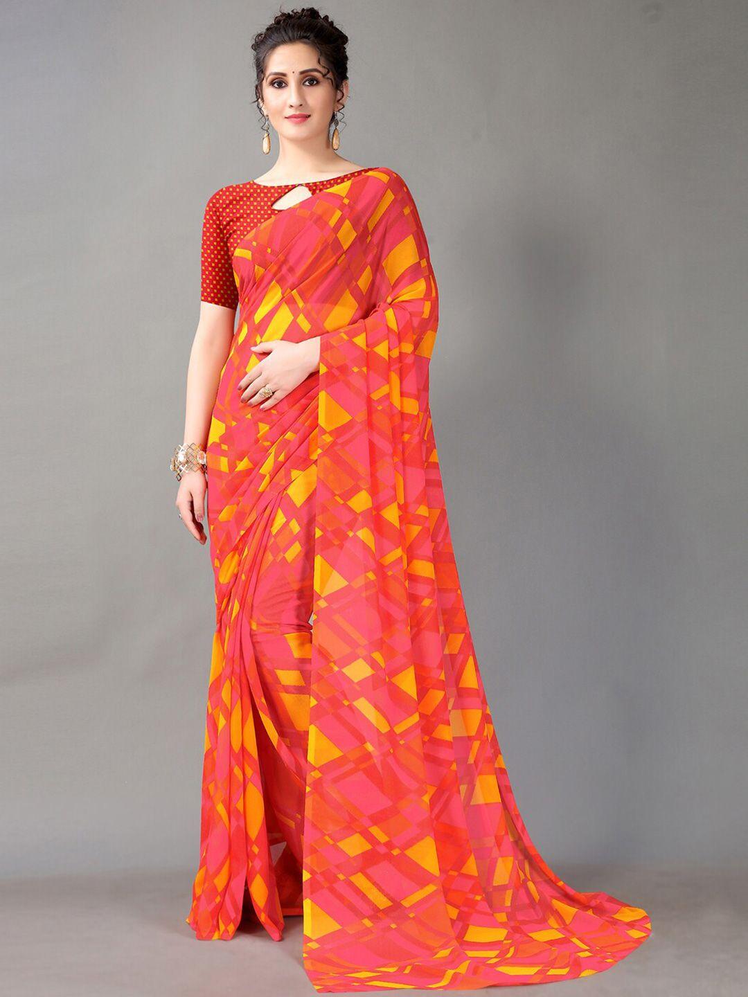 kalini checked poly georgette saree