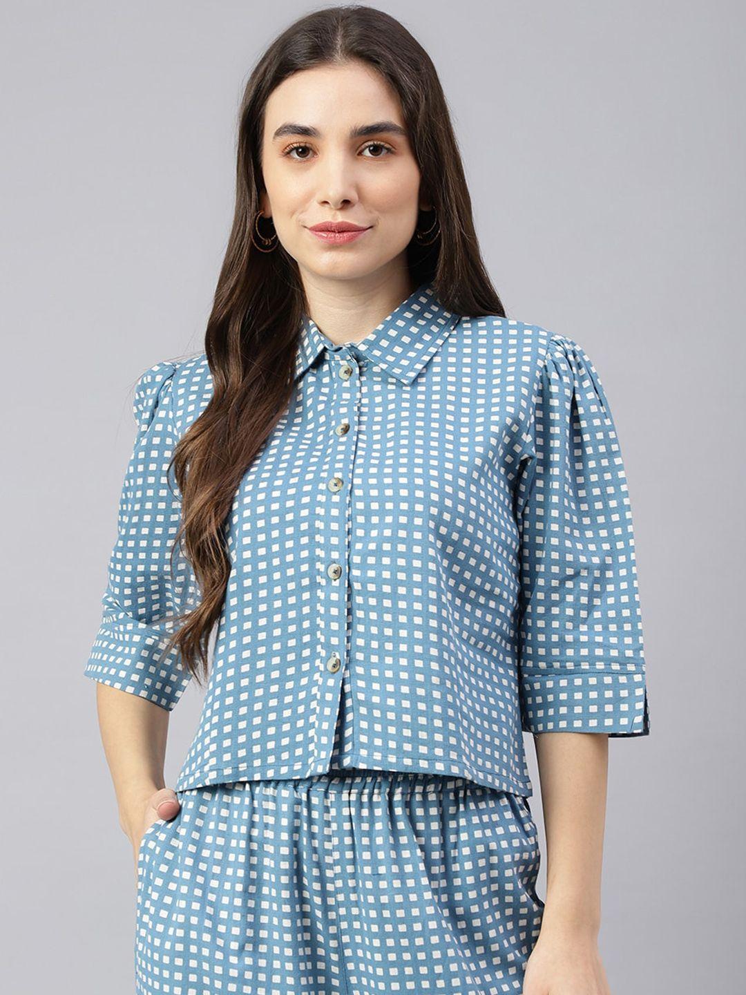 kalini checked shirt collar shirt & trousers