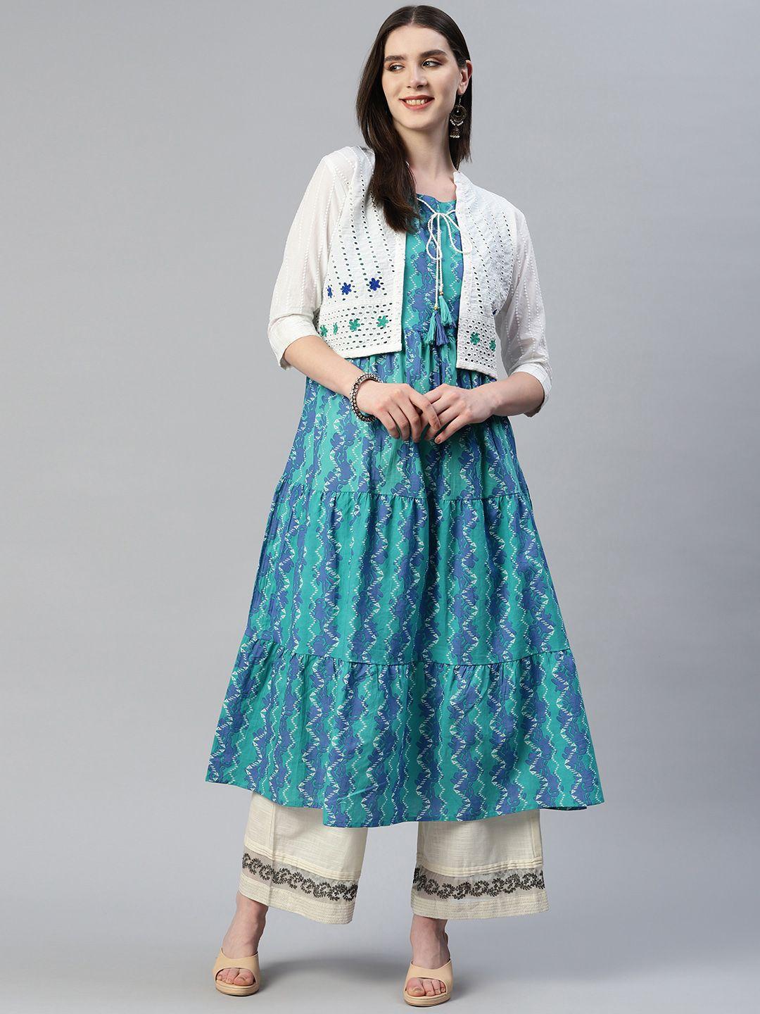 kalini chevron printed cotton kurta