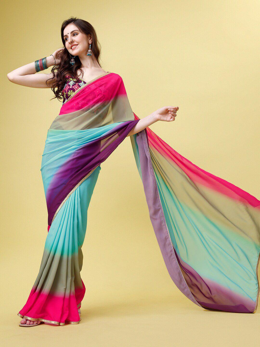 kalini colourblocked poly georgette saree