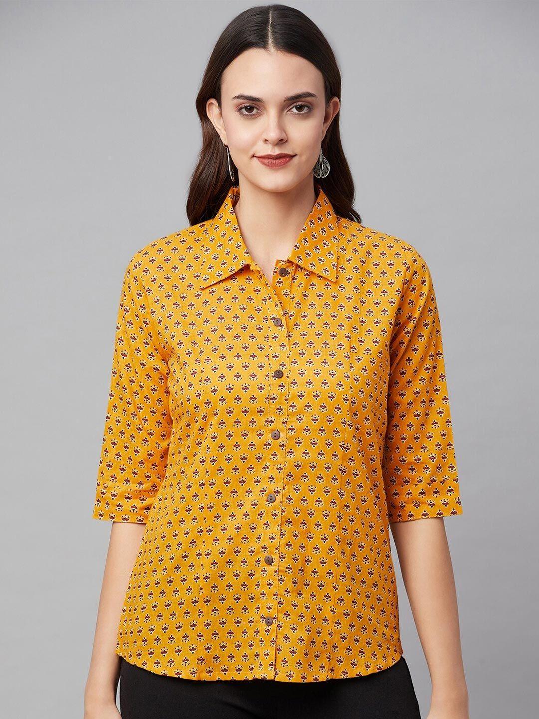 kalini comfort ethnic motifs printed cotton casual shirt