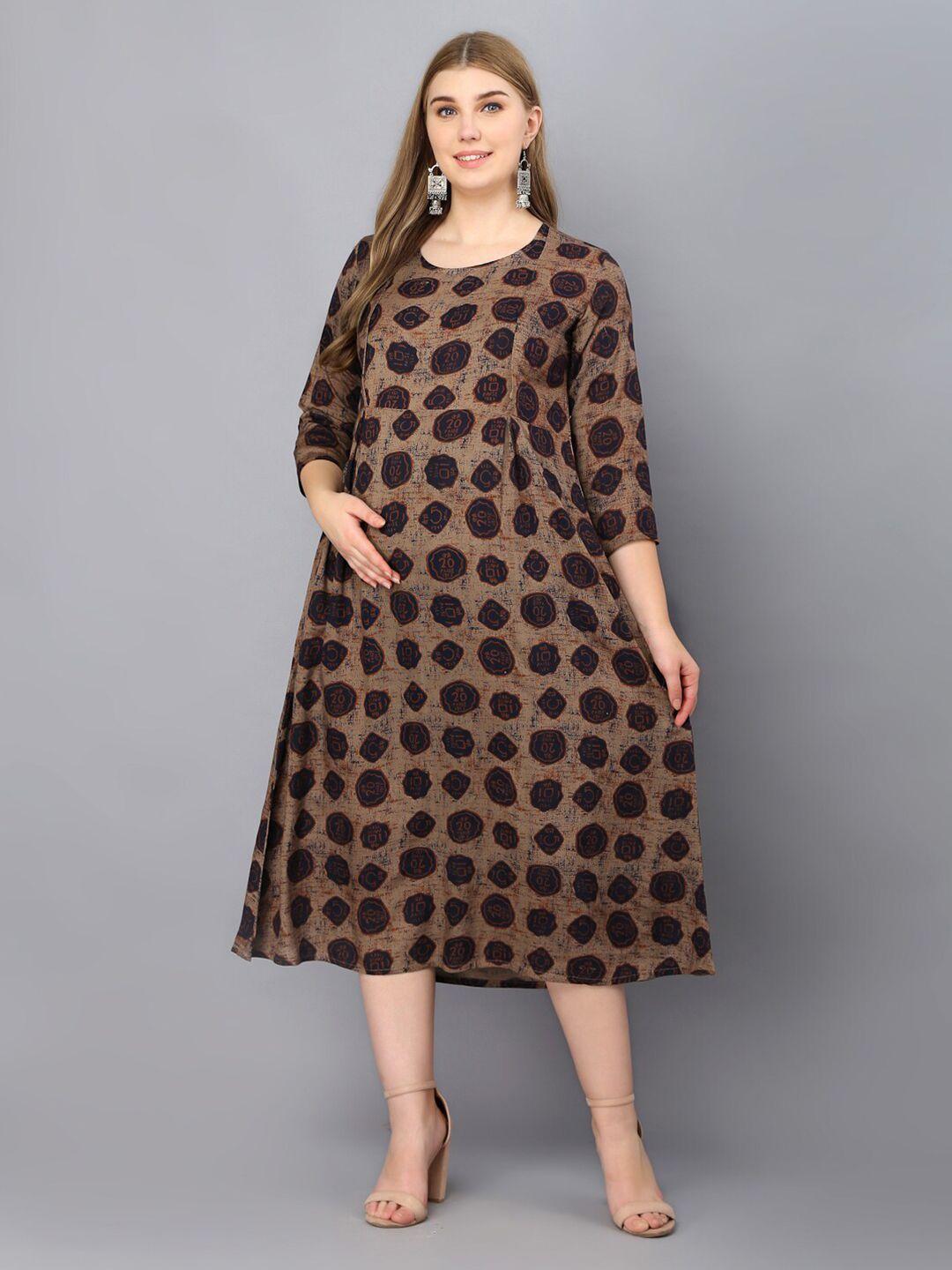 kalini conversational print maternity a-line midi dress