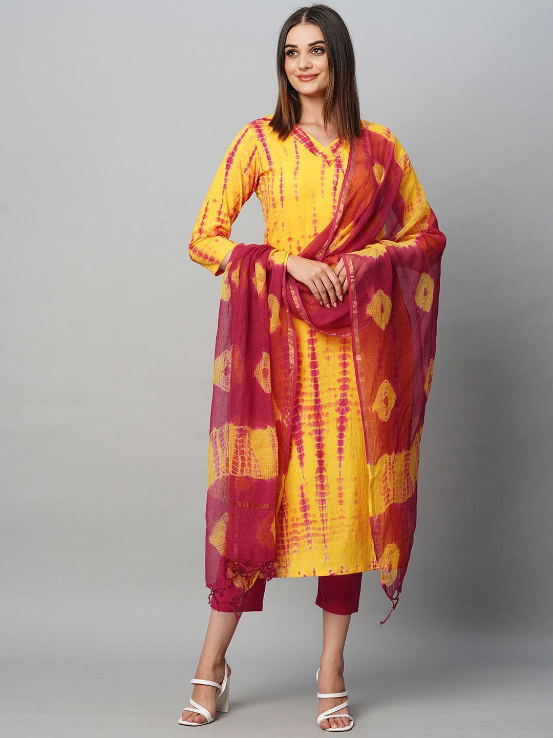 kalini dyed kurta & trousers with dupatta