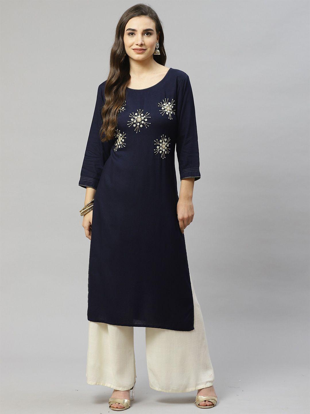 kalini embellished beads and stones detail kurta